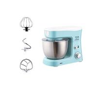 Amasadora de pie, 3,5 l, 600 W, 6 velocidades, cabezal inclinable, batidora eléctrica de cocina con gancho para masa, batidor y varillas, color azul