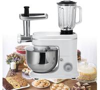 Amasadora eléctrica 3 en 1 con licuadora y picadora de carne, recipiente de acero inoxidable de 6 l, 6 velocidades para hornear y cocinar en restaurantes y pastelerías.