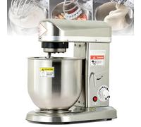 Amasadora eléctrica de 3 velocidades con recipiente de acero inoxidable y accesorios, de calidad comercial para panadería y restaurantes.