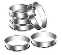 Amasawa 6 Piezas Anillo de Tarta de Muffin de Acero Inoxidable,Molde de Pastel de Anillo,Anillos Muffins Ingleses,Adecuado para la Cocina para Hornear Panecillos de Huevo y Panqueques de Galletas