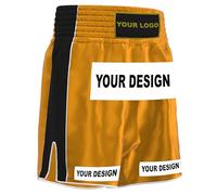 Amata - Pantalones cortos de boxeo personalizados para Muay Thai, equipo de kickboxing para hombres, mujeres, niños, adultos, niños y niñas, Oro, X-Large