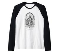 Amaterasu Diosa del Sol Mitología Japonesa Arte Sagrado Línea Camiseta Manga Raglan