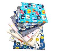 AMateschitz 8 piezas de tela de algodón con estampado de animales de dibujos animados, algodón estampado, tela de sarga, pañuelo de algodón, patchwork, paquetes de tela para ropa de cama de niños