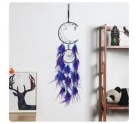 AMateschitz Atrapasueños de atrapasueños hecho a mano en estilo bohemio, atrapasueños, luna, atrapasueños, macramé, arte de pared para dormitorio, salón, decoración, morado claro