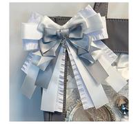 AMateschitz Broche de lazo de moda para mujer, colgante vintage, agujas de broche, preatadas, lazo, elegante, broche de lazo, accesorio de ropa, color gris blanco, 2 unidades