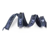 AMateschitz Cinta de lentejuelas de 12 mm de ancho, coloridas, cintas de lentejuelas planas, ribetes brillantes, ribetes de lentejuelas brillantes para manualidades, costura, ropa, joyas, azul marino,