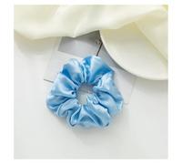 AMateschitz Gomas para el pelo de seda para mujer, de un solo color, elásticas, de seda, 100 % seda de morera pura, accesorio para el cabello, soporte para cola de caballo para mujer, color azul, 5 cm
