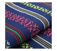 AMateschitz Tejidos Jacquard Vintage Estilo Étnico Patchwork Telas Estampado étnico Tela de Muebles Estampado Floral Exótico Tela Decorativa por Metro para Decoración del Hogar Costura Quilt DIY Azul