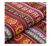 AMateschitz Tejidos Jacquard Vintage Estilo Étnico Patchwork Telas Estampado étnico Tela de Muebles Estampado Floral Exótico Tela Decorativa por Metro para Decoración del Hogar Costura Quilt DIY Rojo