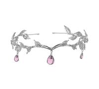 AMateschitz Tiara de elfo con diseño de hadas del bosque, corona de elfos, para boda, novia, tiara vintage con estrás, corona de cristal, corona de novia, corona de princesa, corona de cristal, corona