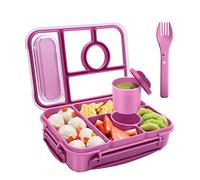 Amathley Fiambrera Infantil,Lunch Box Kids/Adultos,1300ML Bento Box Kids con 5 Compartimentos y Recipientes Para Salsas, Para Microondas y Lavavajillas,Sin BPA (Morado)