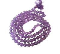 Amatista natural de 6 a 7 mm, 108 cuentas Mala, espirituales, cuentas de meditación, reiki, japa mala, cuentas de oración budista, pulsera de yoga, cuentas curativas