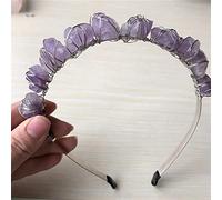 Amatista, piedra en bruto, corona de cristal de cuarzo, piedra clara cruda, amatista, Ángel, Aura, peine dorado, princesa nupcial, accesorios for el cabello de sirena Inicio Colecciones (Color : B,