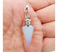 Amatistas Labradorita Lapis Opal Cristal transparente Cuarzo rosa Piedra Radiestesia Chakra Amuleto cónico Péndulo con cadena 1PC-Opal