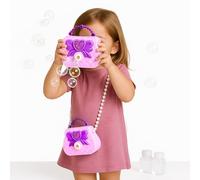 AMATOYS - Camara de Burbujas para Niños - Juguete Infantil con Luz y Sonido - Maquina Automatica para Hacer Burbujas - Camara de Juguete para Niños - Pompero Automatico (Bolso Morado)