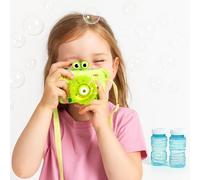 AMATOYS - Camara de Burbujas para Niños - Juguete Infantil con Luz y Sonido - Maquina Automatica para Hacer Burbujas - Camara de Juguete para Niños - Pompero Automatico (Rana)