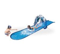 AMATOYS - Tobogan Acuatico 500x95 cm para Niños - con Doble Deslizamiento, Rociadores de Agua y Tabla de Surf - Juguete de Verano al Aire Libre para Jardín, Piscina o Cesped