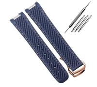 AMAUPCKCA Correa de caucho for relojes de buceo Omega AT150 Seamaster 300 AQUA TERRA, correa de silicona negra y azul, brazalete de 20 mm(Blue white RG)