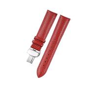 AMAUPCKCA Correa de piel suave con estampado de lichi for relojes C-artier, Omega, Casio y Fossile (naranja y verde, 18, 19, 20 y 22 mm). Incluye brazalete.(Red-silver,18mm)