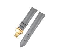 AMAUPCKCA Correa de piel suave con estampado de lichi for relojes C-artier, Omega, Casio y Fossile (naranja y verde, 18, 19, 20 y 22 mm). Incluye brazalete.(Gray-gold,18mm)