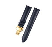 AMAUPCKCA Correa de piel suave con estampado de lichi for relojes C-artier, Omega, Casio y Fossile (naranja y verde, 18, 19, 20 y 22 mm). Incluye brazalete.(Blue-gold,18mm)