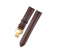 AMAUPCKCA Correa de piel suave con estampado de lichi for relojes C-artier, Omega, Casio y Fossile (naranja y verde, 18, 19, 20 y 22 mm). Incluye brazalete.(Brown-gold,19mm)