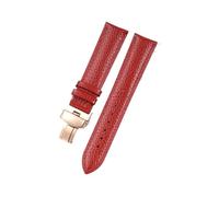 AMAUPCKCA Correa de piel suave con estampado de lichi for relojes C-artier, Omega, Casio y Fossile (naranja y verde, 18, 19, 20 y 22 mm). Incluye brazalete.(Red-rose,16mm)