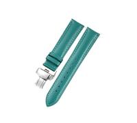 AMAUPCKCA Correa de piel suave con estampado de lichi for relojes C-artier, Omega, Casio y Fossile (naranja y verde, 18, 19, 20 y 22 mm). Incluye brazalete.(Green-silver,14mm)