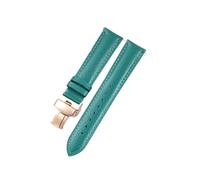 AMAUPCKCA Correa de piel suave con estampado de lichi for relojes C-artier, Omega, Casio y Fossile (naranja y verde, 18, 19, 20 y 22 mm). Incluye brazalete.(Green-rose,21mm)