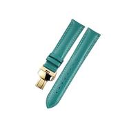 AMAUPCKCA Correa de piel suave con estampado de lichi for relojes C-artier, Omega, Casio y Fossile (naranja y verde, 18, 19, 20 y 22 mm). Incluye brazalete.(Green-gold,24mm)