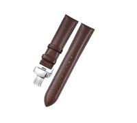 AMAUPCKCA Correa de piel suave con estampado de lichi for relojes C-artier, Omega, Casio y Fossile (naranja y verde, 18, 19, 20 y 22 mm). Incluye brazalete.(Brown-silver,18mm)