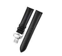 AMAUPCKCA Correa de piel suave con estampado de lichi for relojes C-artier, Omega, Casio y Fossile (naranja y verde, 18, 19, 20 y 22 mm). Incluye brazalete.(Black-silver,19mm)