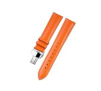 AMAUPCKCA Correa de piel suave con estampado de lichi for relojes C-artier, Omega, Casio y Fossile (naranja y verde, 18, 19, 20 y 22 mm). Incluye brazalete.(Orange-silver,19mm)