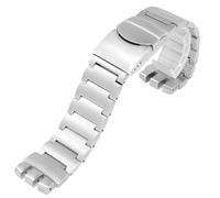 AMAUPCKCA Correa de Reloj de Acero Inoxidable sólido 23mm316 for Swatch YCS YAS YGS Irony, Correa de Reloj de Metal, Pulseras Plateadas y Negras(Silver)