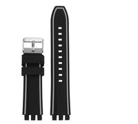 AMAUPCKCA Correa de reloj de goma de 19mm, 20mm, 21mm for relojes Swatch, correa de reloj for hombre YVS400 YVS451 YVB404, pulsera de silicona impermeable for deportes al aire libre(Black Grey sk,19mm