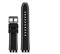 AMAUPCKCA Correa de reloj de goma de 19mm, 20mm, 21mm for relojes Swatch, correa de reloj for hombre YVS400 YVS451 YVB404, pulsera de silicona impermeable for deportes al aire libre(Black Grey bk,21mm