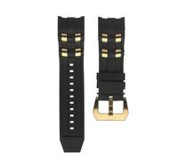 AMAUPCKCA Correa de Repuesto for Reloj Invicta Pro Diver con Inserto de Metal y Hebilla, Silicona de Goma for Reloj Invicta(Black with Gold)