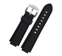 AMAUPCKCA Correa de silicona for reloj Casio EDIFICE Serie 5634 EFS-S570YD/YDC/YDB, correa de reloj convexa modificada, correas de caucho negro(Black silver clasp)