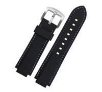 AMAUPCKCA Correa de silicona for reloj Casio EDIFICE Serie 5634 EFS-S570YD/YDC/YDB, correa de reloj convexa modificada, correas de caucho negro(Black blue silver)