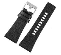 AMAUPCKCA Correas de reloj diésel for hombre, 26MM, 28MM, 30MM y 32MM, correas de reloj de pulsera de gran tamaño, color negro y marrón, correa de cuero auténtico for piel de becerro(DS-1508 black sk,