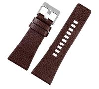 AMAUPCKCA Correas de reloj diésel for hombre, 26MM, 28MM, 30MM y 32MM, correas de reloj de pulsera de gran tamaño, color negro y marrón, correa de cuero auténtico for piel de becerro(DS-1508 Brown sk,