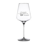 AMAVEL Copa de Vino Tinto con Grabado, para El Mejor Papá del Mundo, Decorada con Hoja de Parra, Capacidad 500 ml