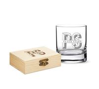AMAVEL - Juego de Vaso de Cristal con Piedras Reutilizables para Whisky - Personalizado con Nombre e Iniciales - Regalo para Navidad, San Valentín o un cumpleaños - Regalo para Hombres