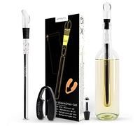 AMAVEL Kit Premium Enfriador de Botellas de Vino, Juego de Refrigeración de Acero Inoxidable con Accesorios Bar, Varilla de Enfriamiento con Tapón-Decantador y Aireador