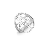 Amaxer Am Israel Chai Anillo para Mujer Estrella de David Judaica Hebrea Anillo de Bendición Kabbalah Anillo de Dedo Religioso (Plata, Diámetro 18mm)