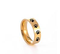 Amaxer Anillo con estampado de pata de animal para hombres y mujeres, diseño de oso y gato, huellas de acero inoxidable, anillos de dedo para joyas, regalos (Oro, 13)