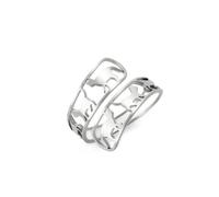 Amaxer Anillo de acero inoxidable con diseño de gatos que caminan para mujer, anillo abierto ajustable para mujer, Acero inoxidable, Sin piedras preciosas