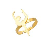 Amaxer Anillo de gimnasia para mujer, de acero inoxidable, regalo de gimnasia, joyería inspiradora, equipo de gimnasia, calado, ajustable, joyería delicada, Metal