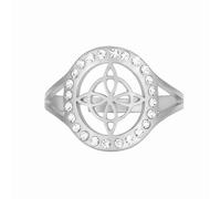 Amaxer Anillo de nudo de bruja para mujer, acero inoxidable, circonita, círculo, celta, protección contra brujas, amuleto de brujería, anillo abierto, tamaño ajustable, Acero inoxidable, Sin sello de
