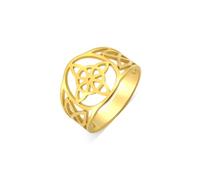 Amaxer Anillo de nudo de bruja para mujer, amuleto de nudo celta de brujería, buena suerte, nudo celta irlandés, nudo de amor, anillo de dedo de acero inoxidable, regalos de joyería (Oro, 7)